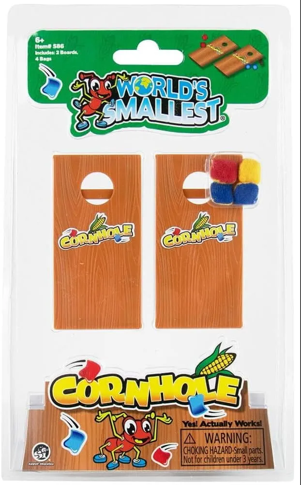World's Smallest Cornhole, Miniature Game, Travel Game, mini Toy, Recommended for Ages 6 and up.