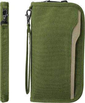 ZOPPEN Passport Holder Family RFID Passport Wallet, Passport Holder Women/Men, Travel Wallet Documents Organizer Zipper Case with Removable Wristlet Strap, Travel Essentials for Flying